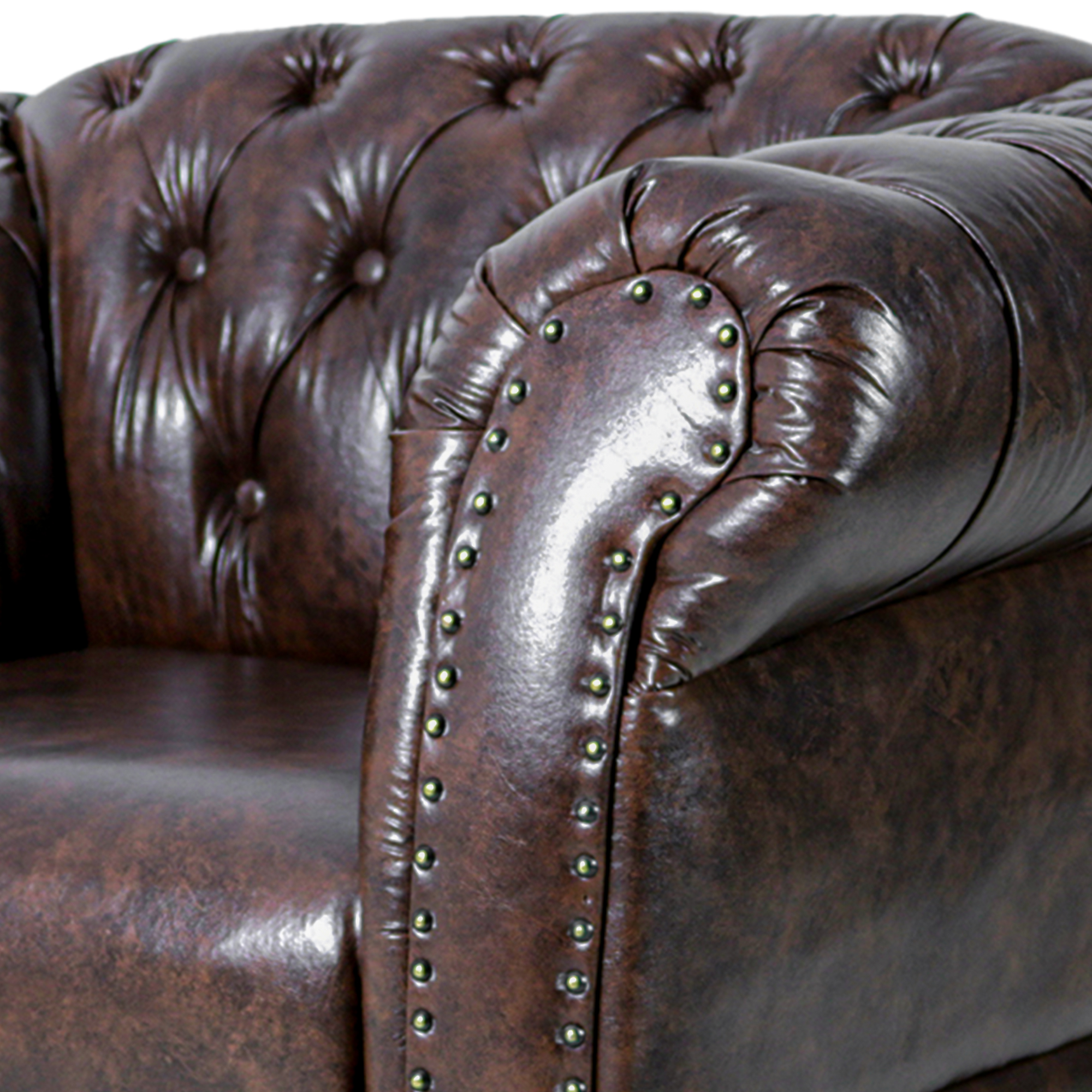 Poltrona Chesterfield Duque Com Capitonê Para Sala, Tv, Estar, Recepção, Barbearia - Corano Marrom