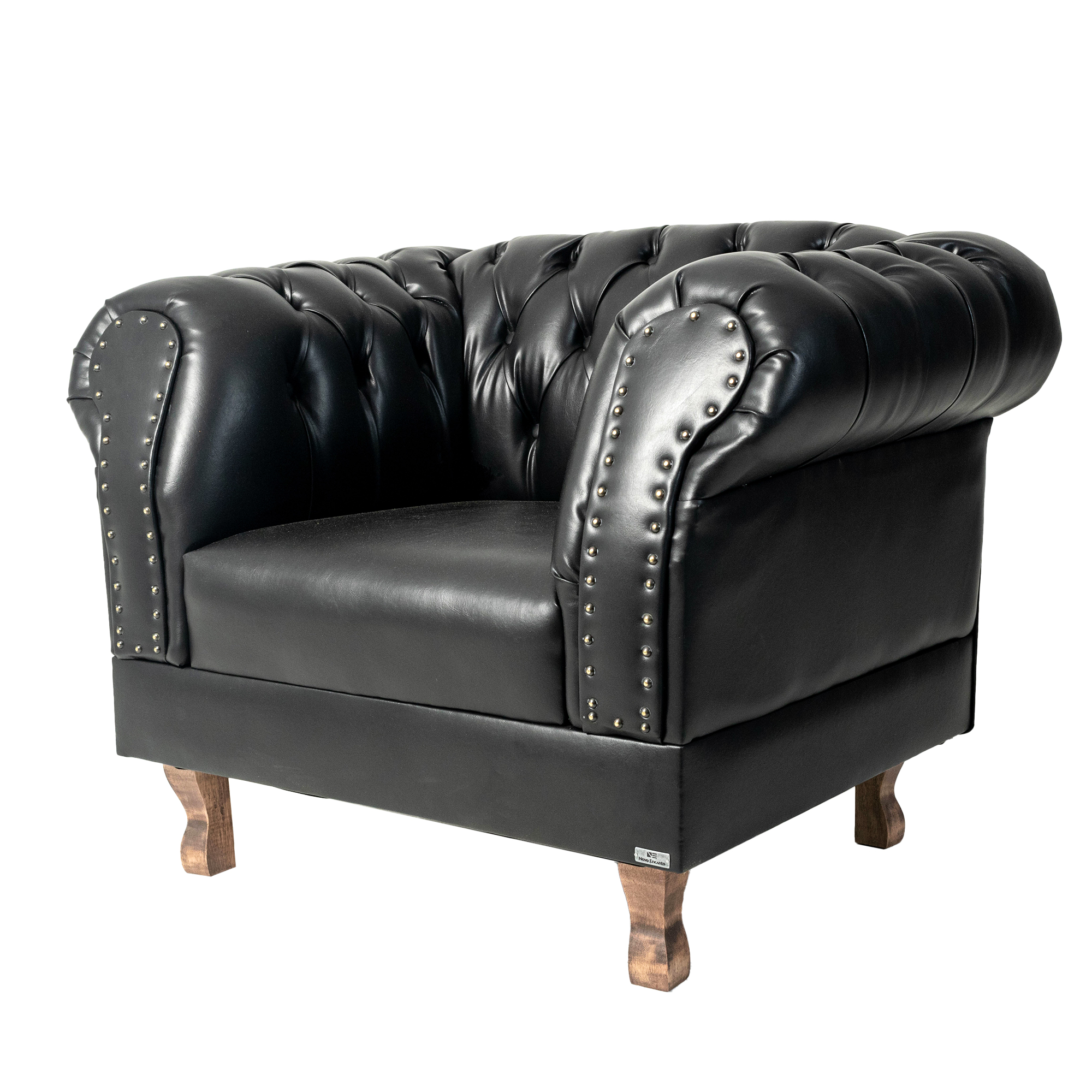 Poltrona Chesterfield Duque Com Capitonê Para Sala, Tv, Estar, Recepção, Barbearia - Corano Preto