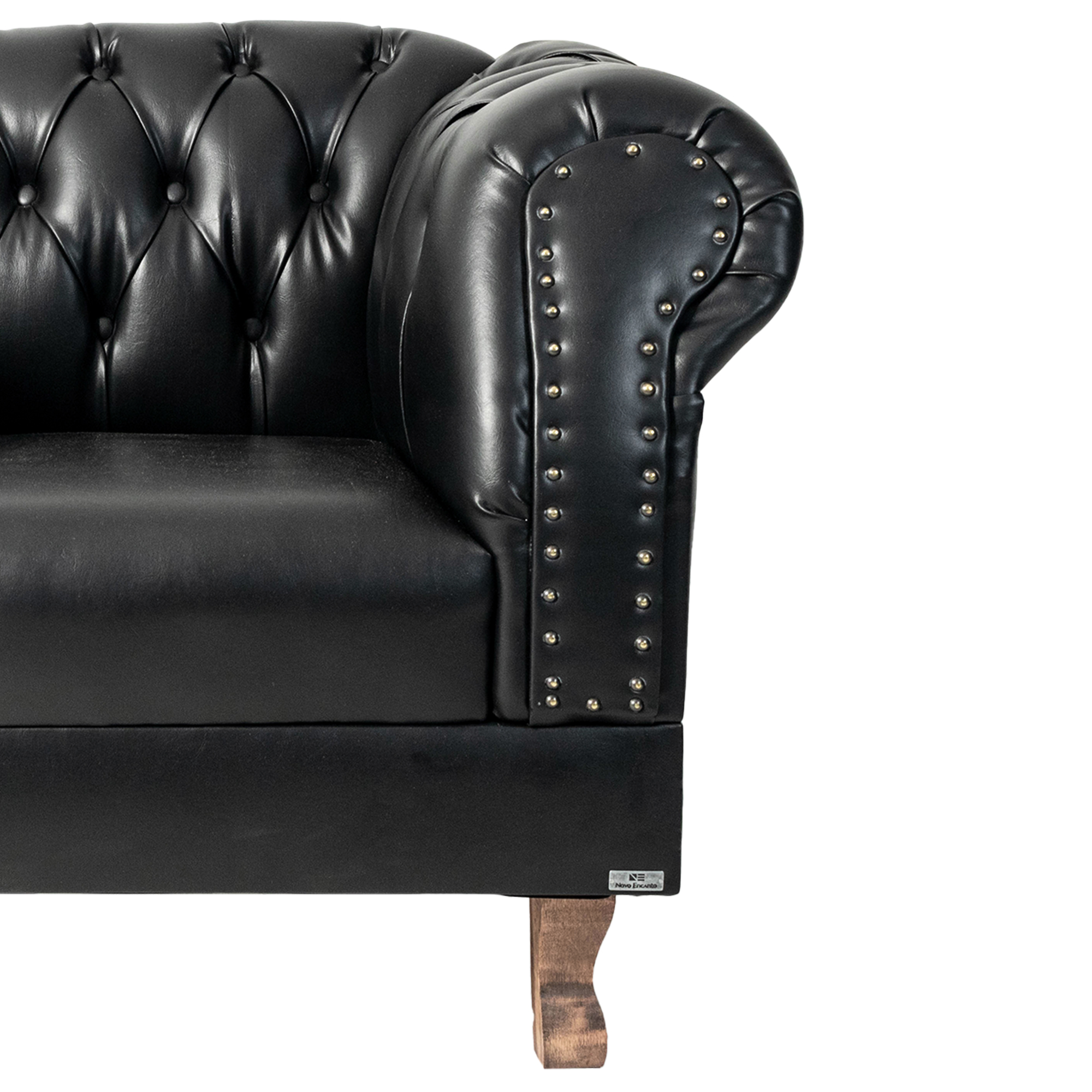 Poltrona Chesterfield Duque Com Capitonê Para Sala, Tv, Estar, Recepção, Barbearia - Corano Preto