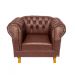 Poltrona Chesterfield Duque Com Capitonê Para Sala, Tv, Estar, Recepção, Barbearia - Couro Ecológico Marrom