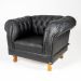 Poltrona Chesterfield Duque Com Capitonê Para Sala, Tv, Estar, Recepção, Barbearia - Couro Ecológico Preto