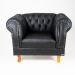 Poltrona Chesterfield Duque Com Capitonê Para Sala, Tv, Estar, Recepção, Barbearia - Couro Ecológico Preto