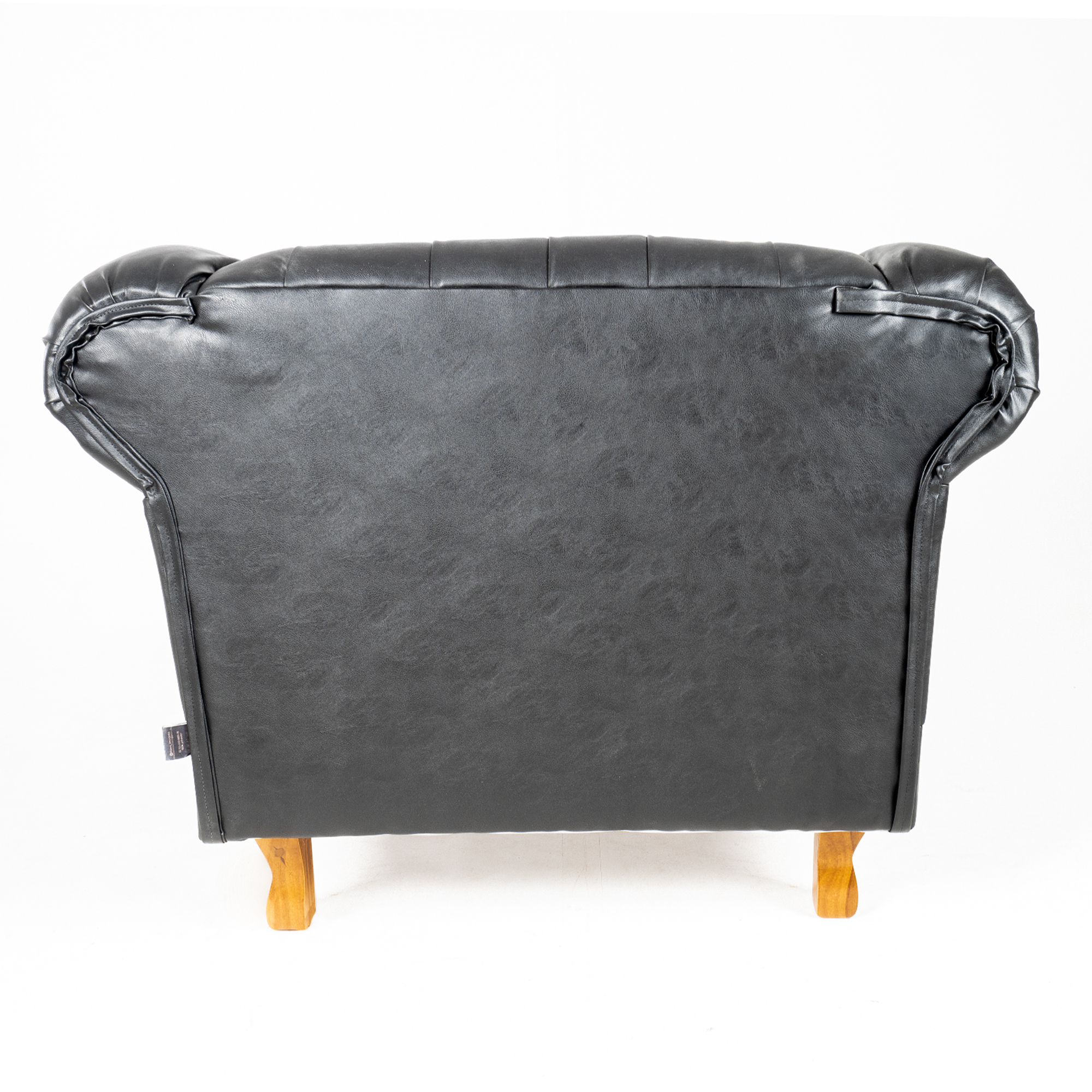 Poltrona Chesterfield Duque Com Capitonê Para Sala, Tv, Estar, Recepção, Barbearia - Couro Ecológico Preto