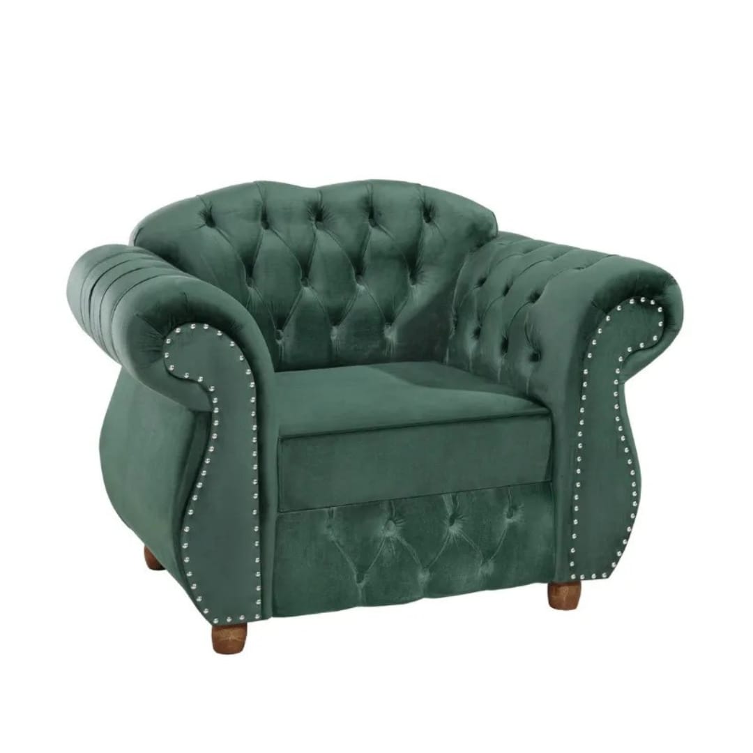 Poltrona Chesterfield Merlo Suede Verde Musgo