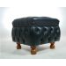 Puff Banqueta Chesterfield Quadrado Pés Madeira - Corino Preto