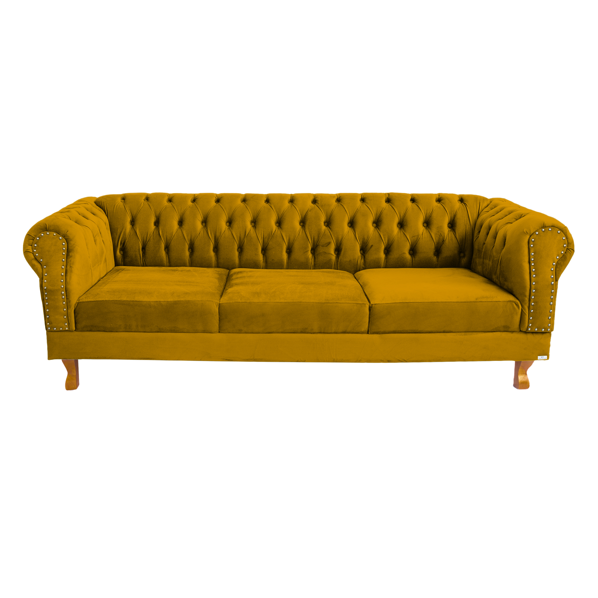 Sofá Chester Field Duque Suede Amarelo Ouro Sala/Recepção