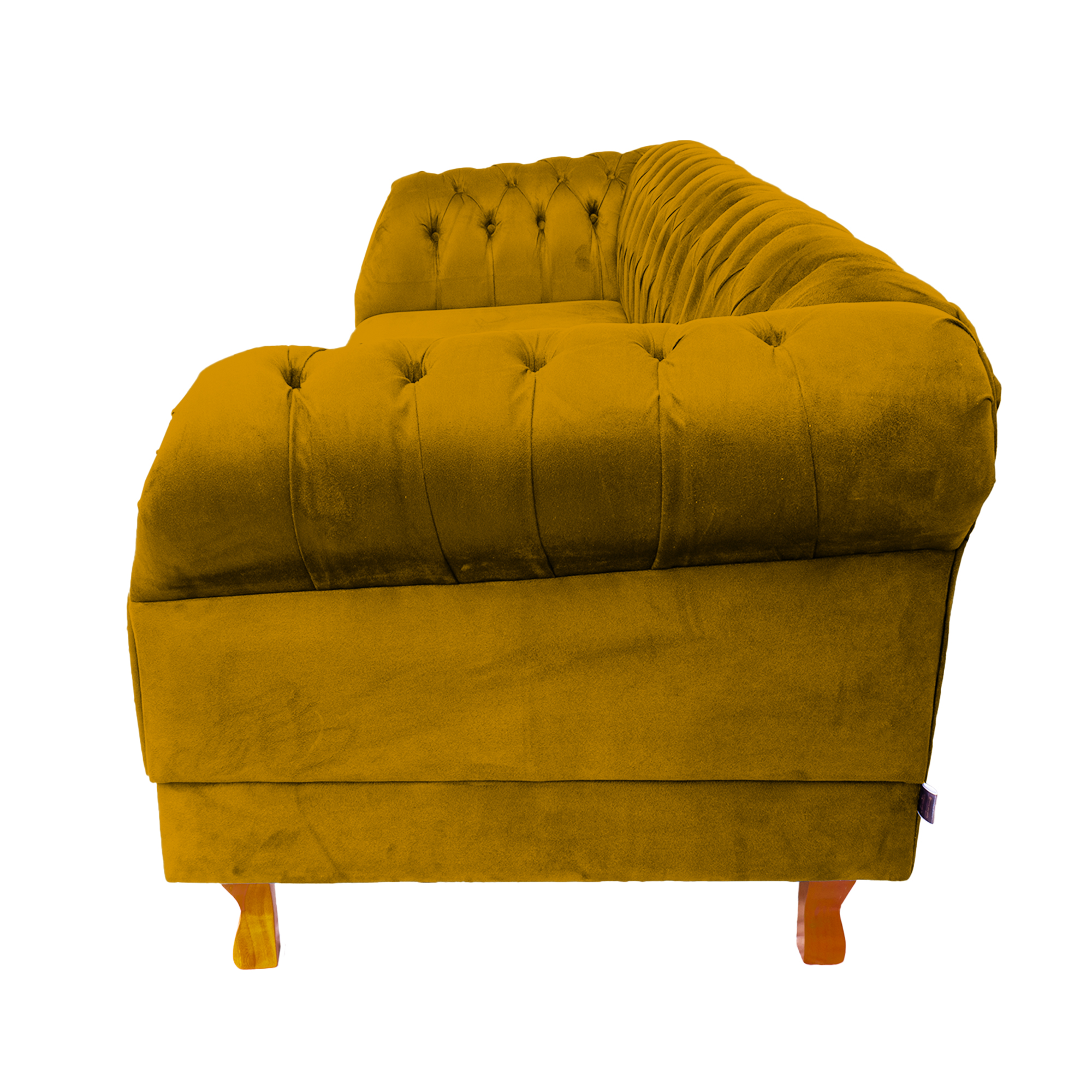 Sofá Chester Field Duque Suede Amarelo Ouro Sala/Recepção