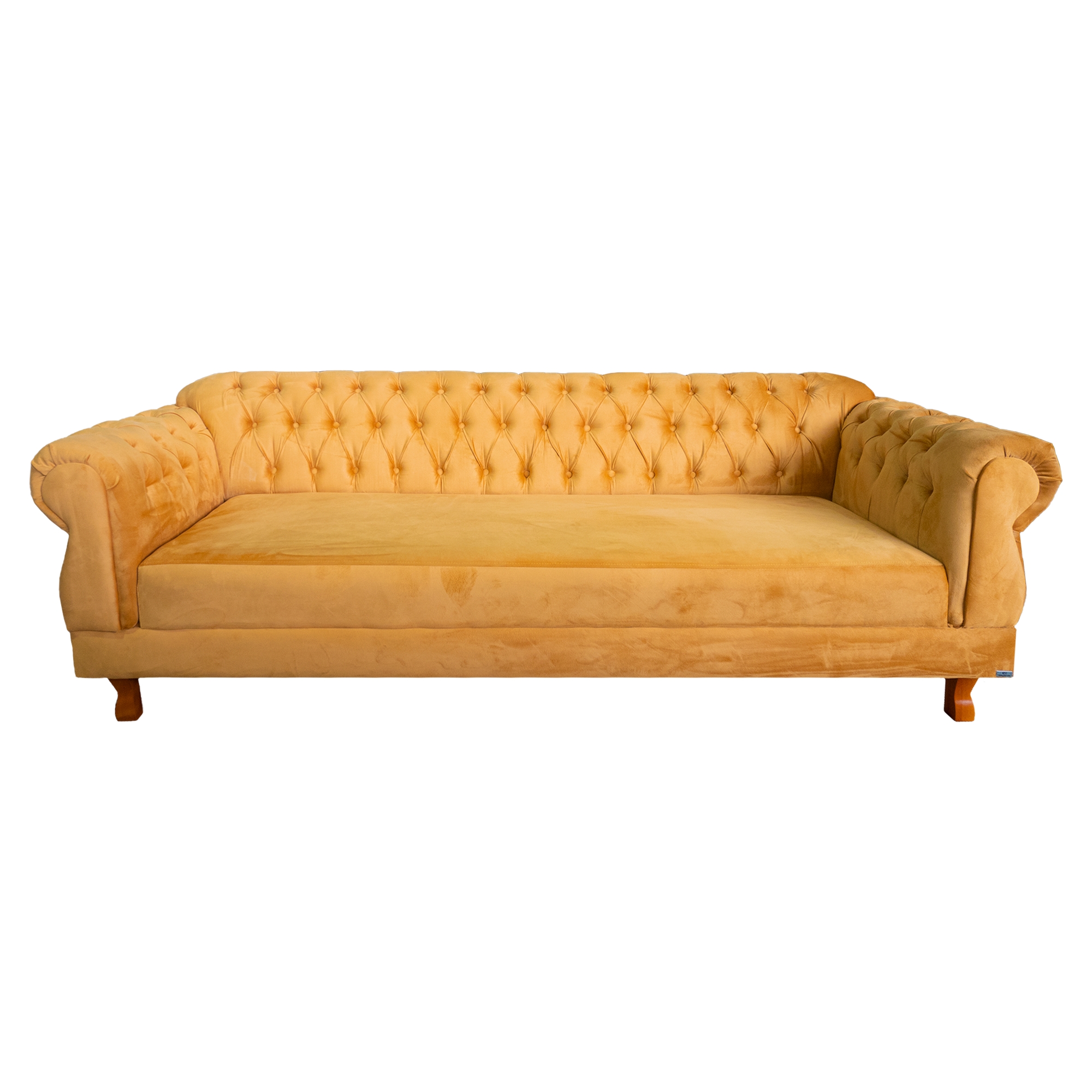 Sofá Chester Field Elisabeth Suede Amarelo Ouro Sala/Recepção