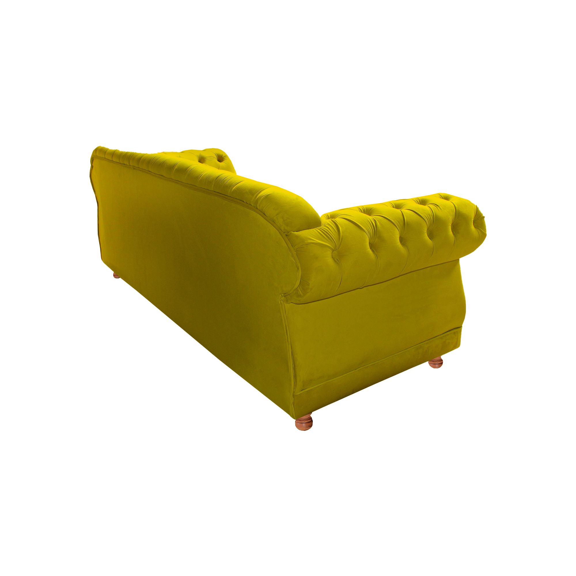 Sofá Chester Field Elisabeth Veludo Amarelo Gema Sala/Recepção
