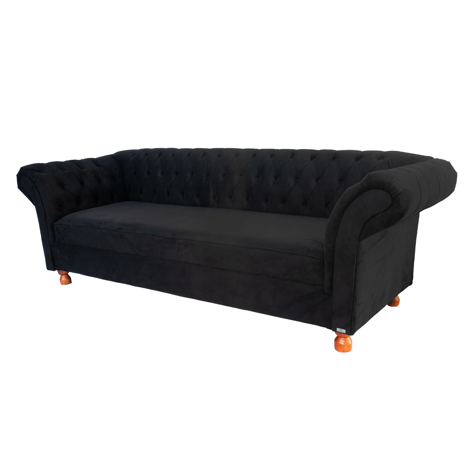 Sofá ChesterField Conde Del 2,30 Suede Preto Sala/Recepção