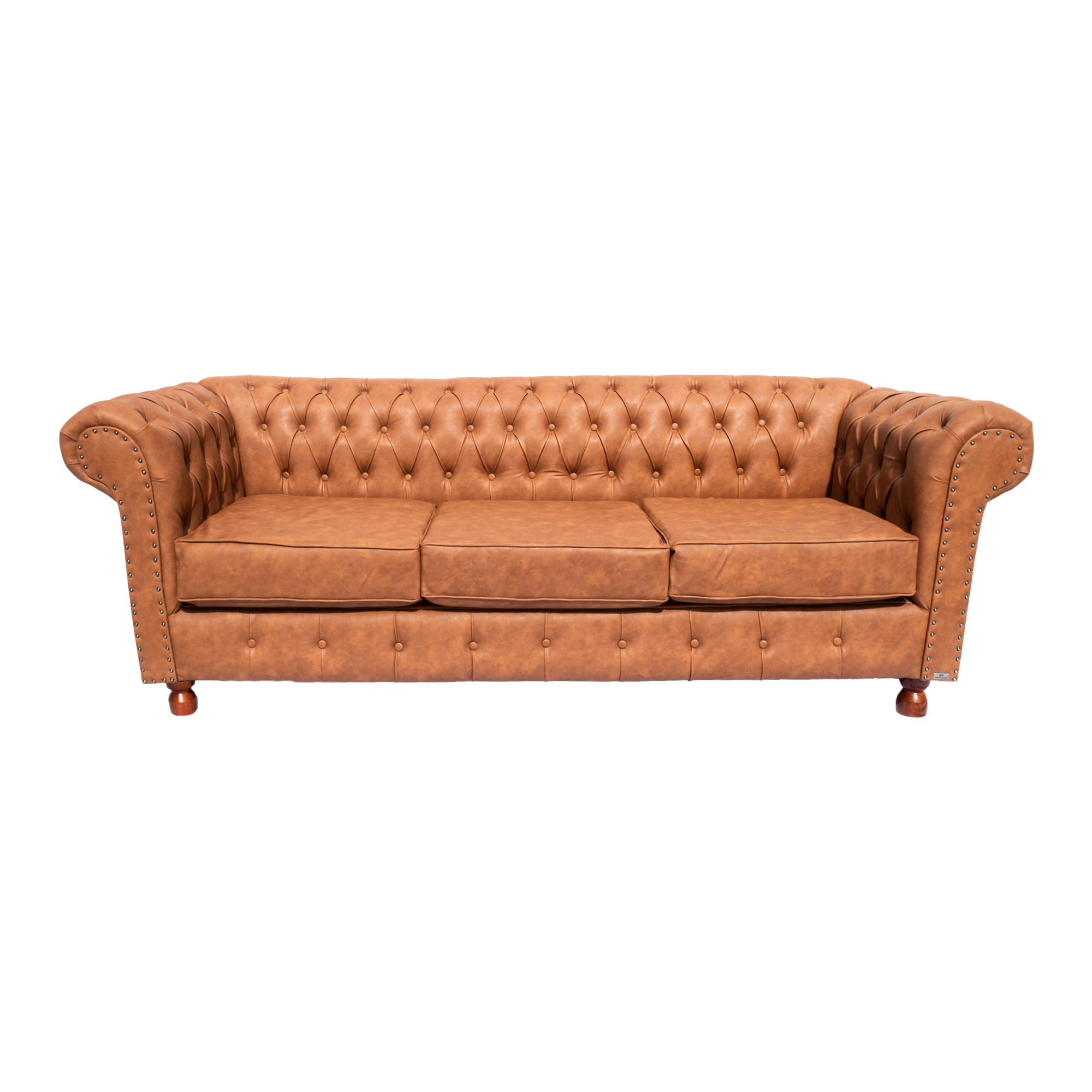 Sofá ChesterField Luiz XV 2,30 Couro Eco. Caramelo Sala/Recepção