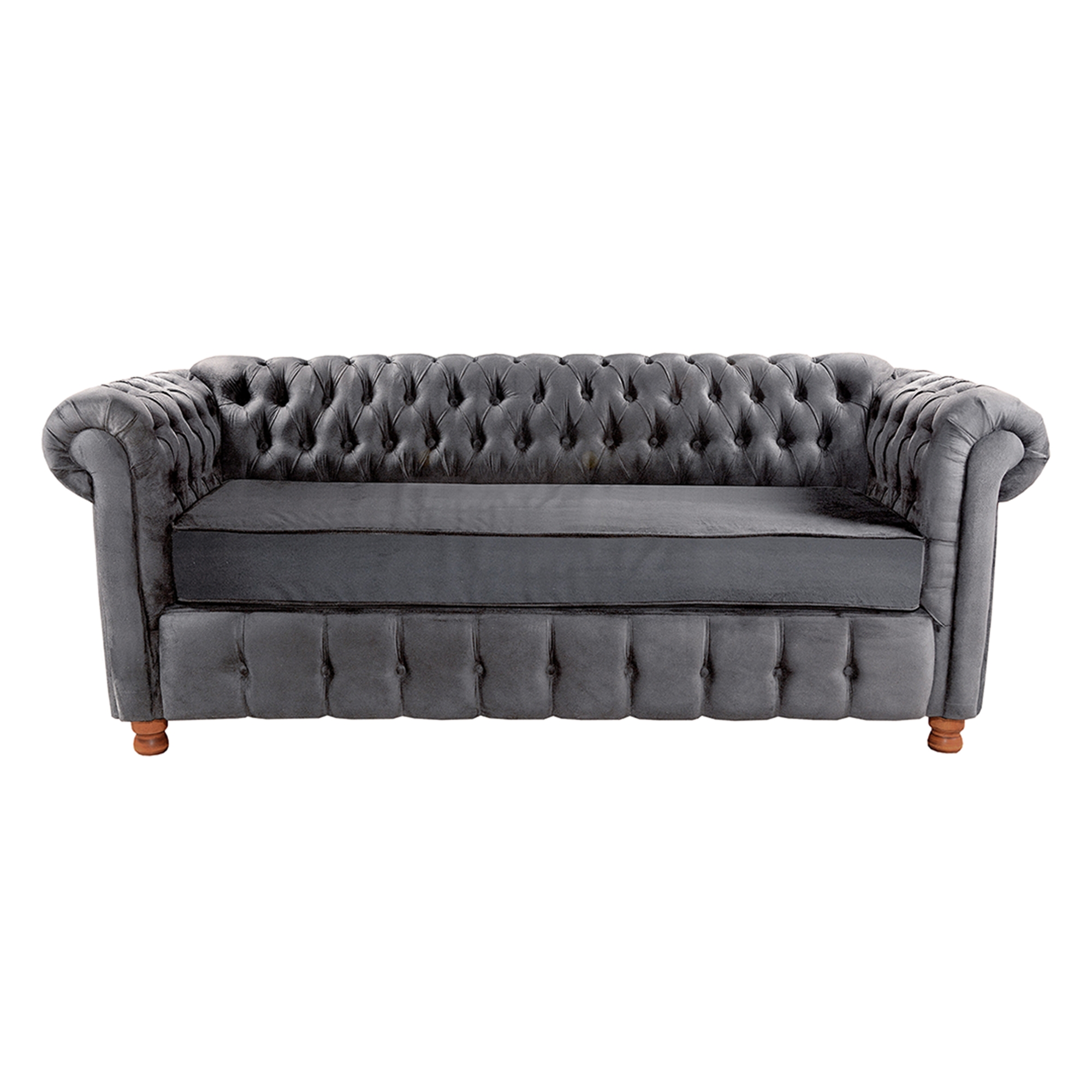 Sofá ChesterField Luiz XV 2,30 Suede Cinza Sala/Recepção