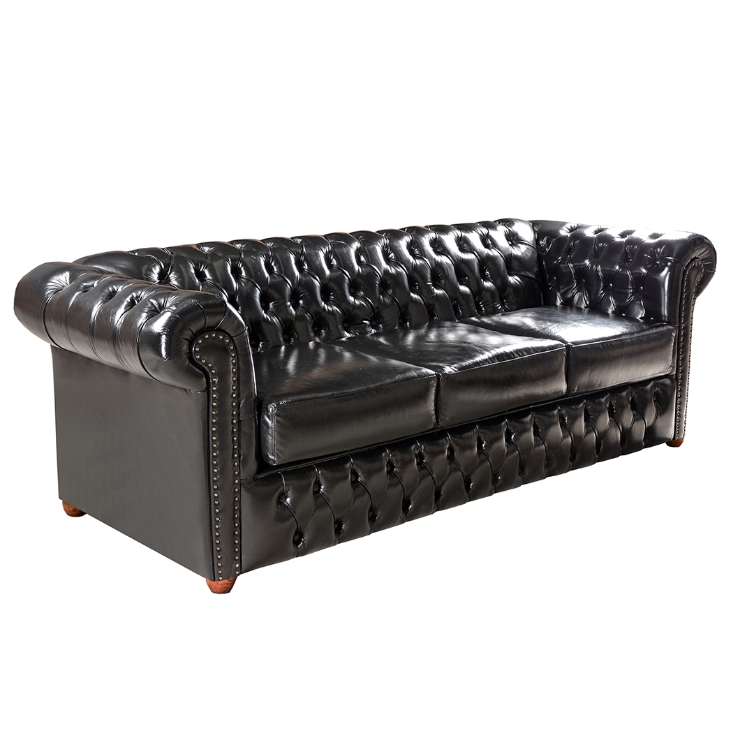 Sofá ChesterField Victório 2,30 Corano Preto Sala/Recepção