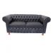 Sofá ChesterField Victório 2,30 Couro Ecológico Preto 2lugares Sala/Recepção