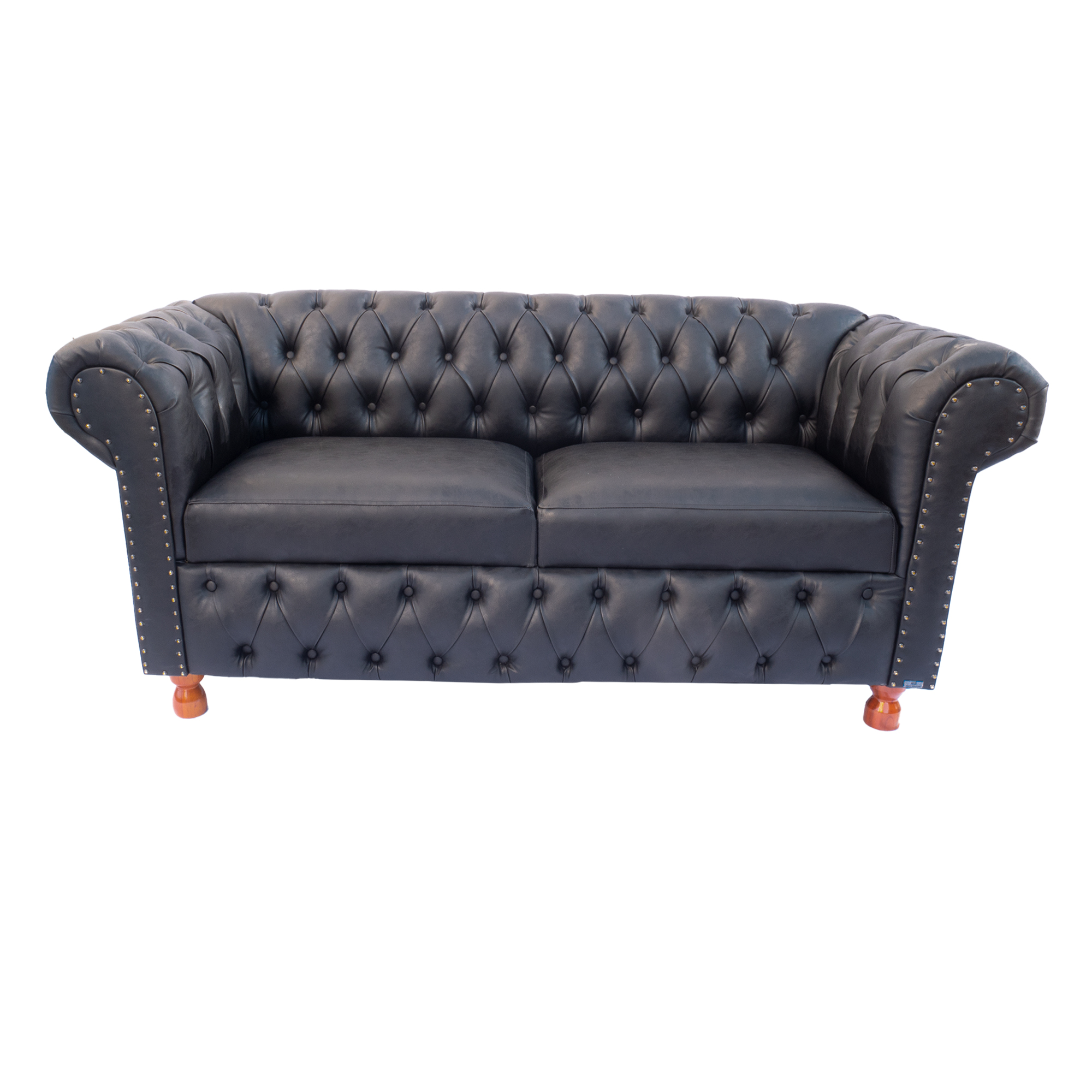 Sofá ChesterField Victório 2,30 Couro Ecológico Preto 2lugares Sala/Recepção