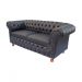 Sofá ChesterField Victório 2,30 Couro Ecológico Preto 2lugares Sala/Recepção