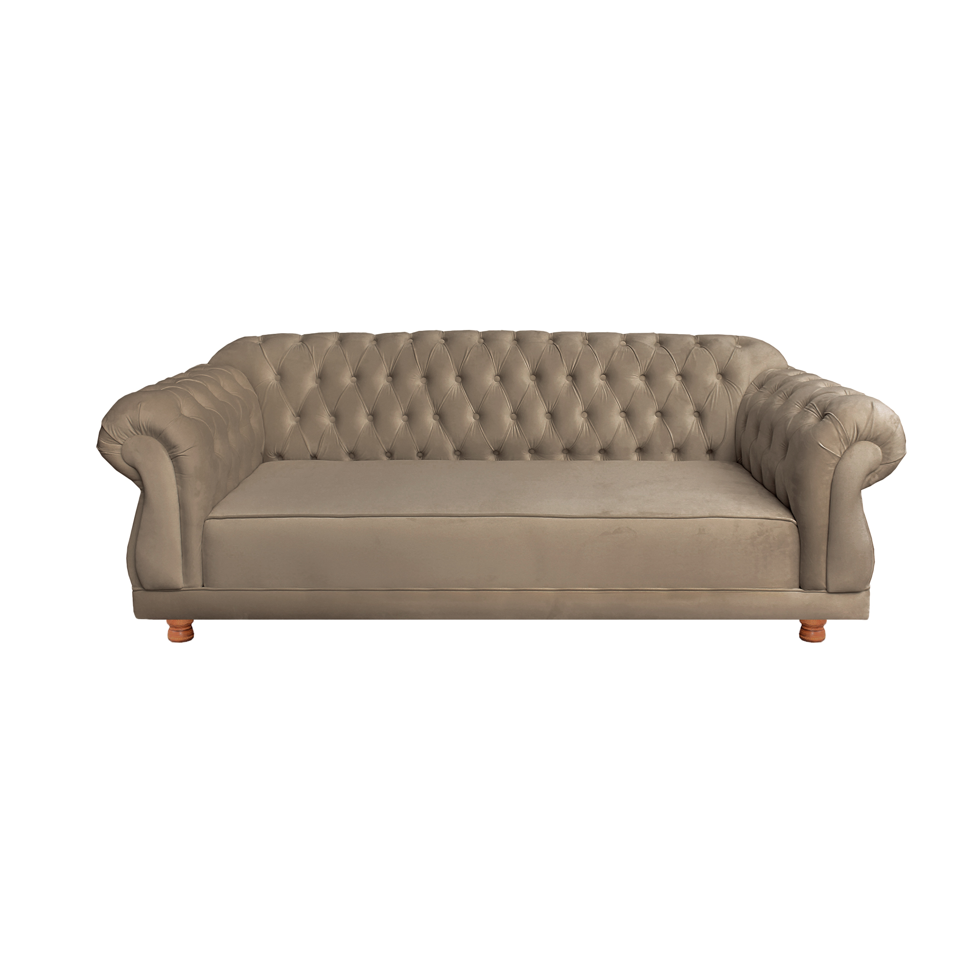 Sofá Chesterfield Capitone Elisabeth Suede Bege 2,00