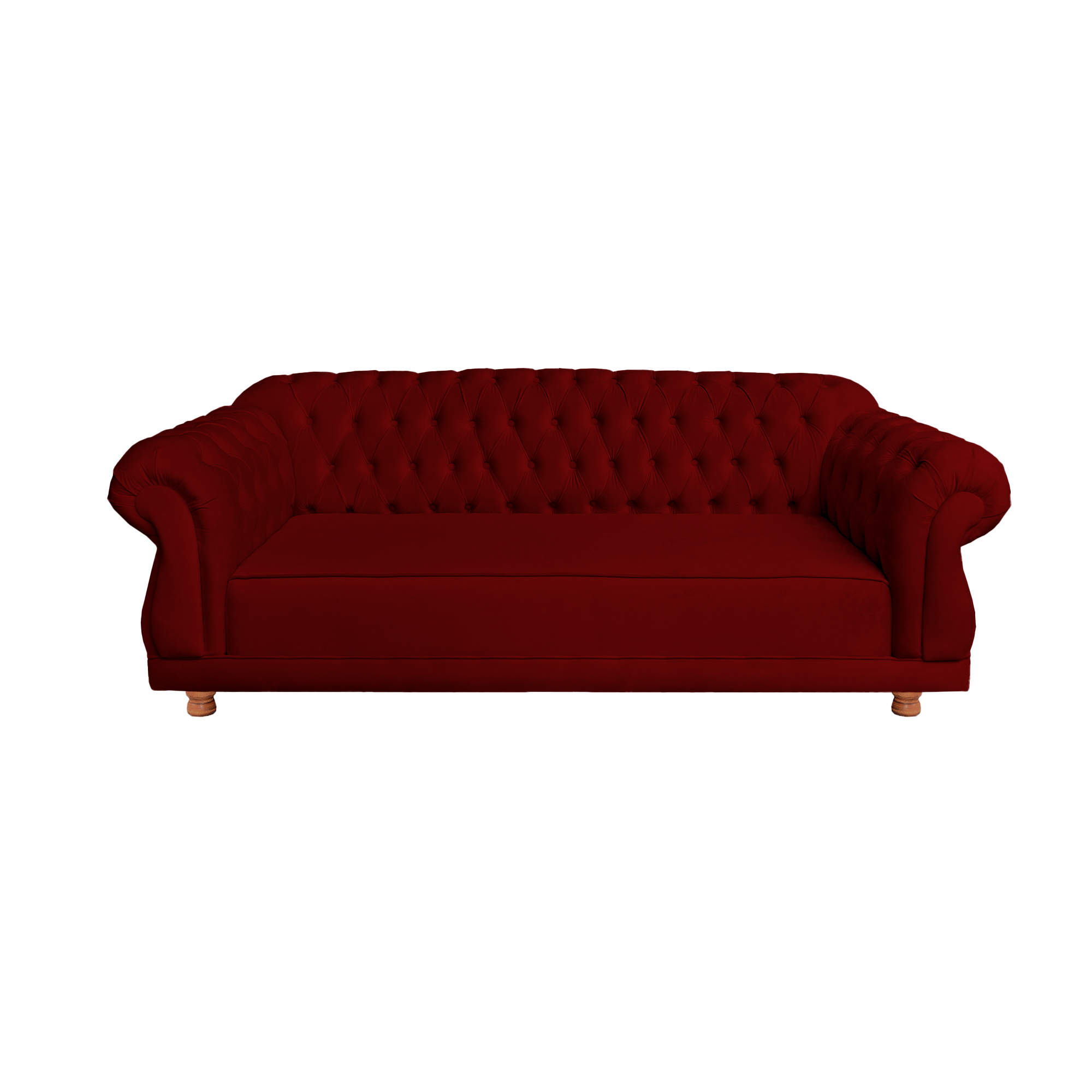 Sofá Chesterfield Capitone Elisabeth Suede Bordô 2,00