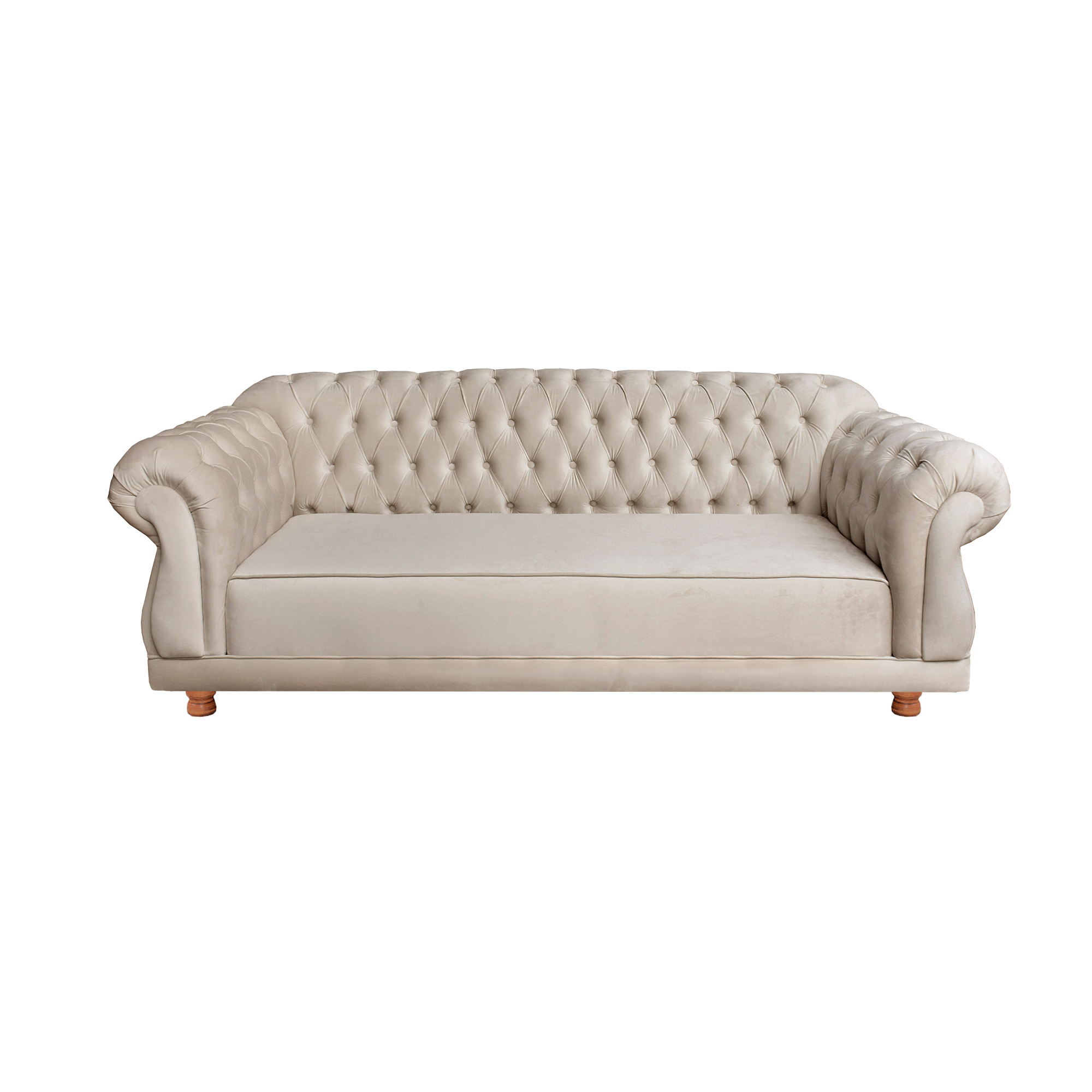 Sofá Chesterfield Capitone Elisabeth Suede Nude 2,00