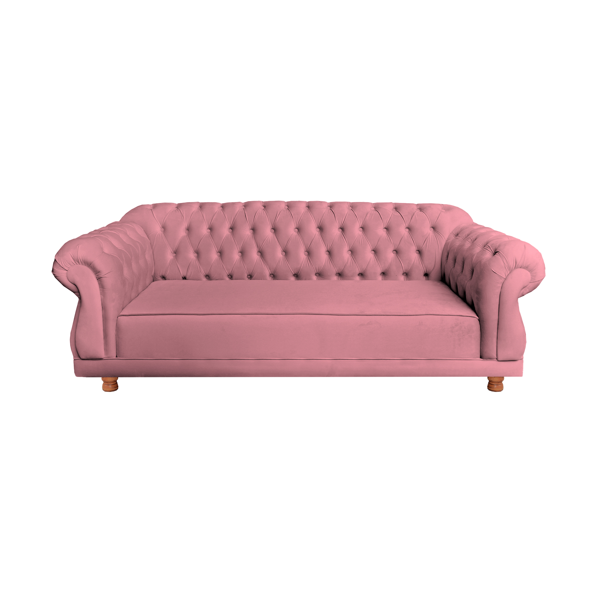 Sofá Chesterfield Capitone Elisabeth Suede Rosa 2,00