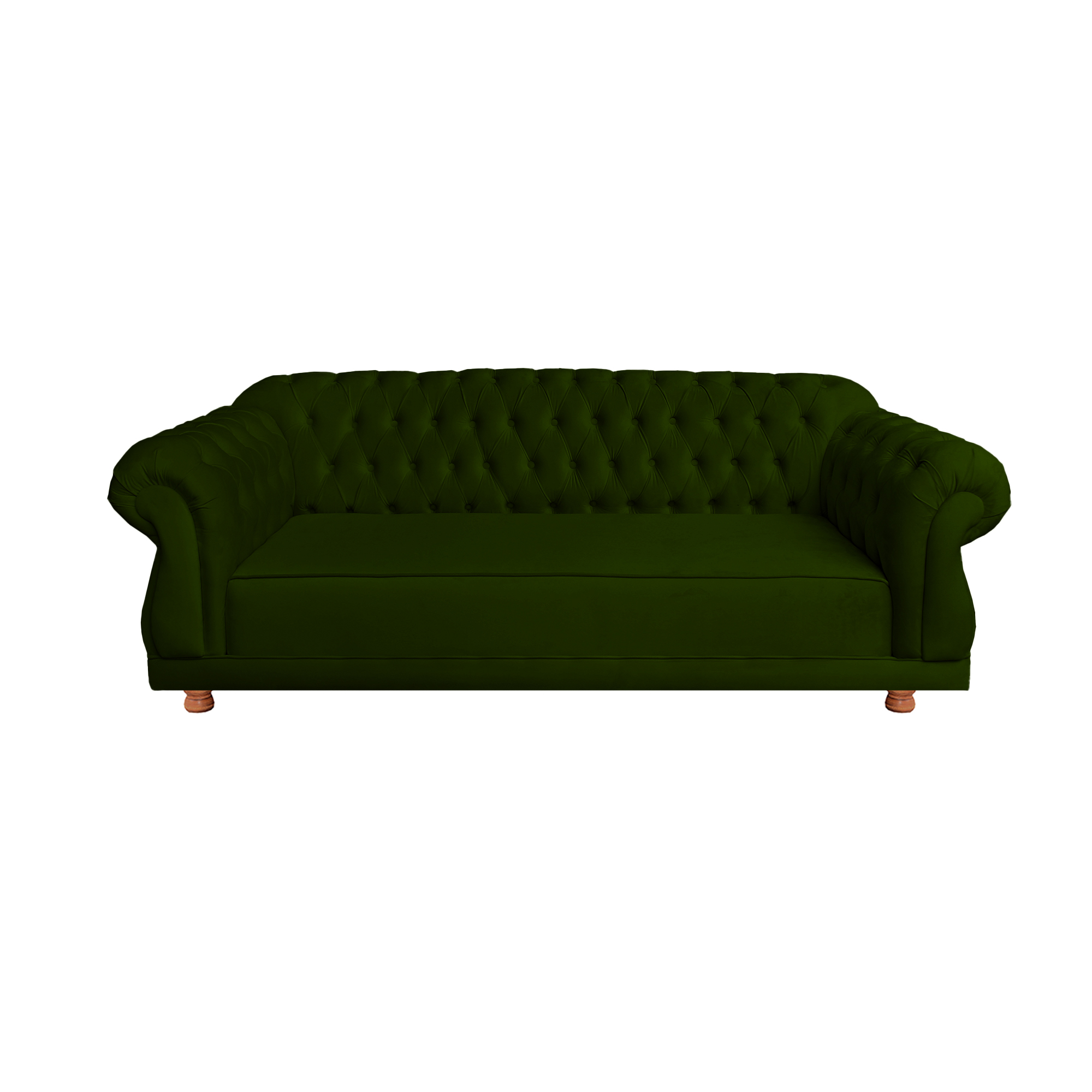 Sofá Chesterfield Capitone Elisabeth Suede Verde Musgo 2,00