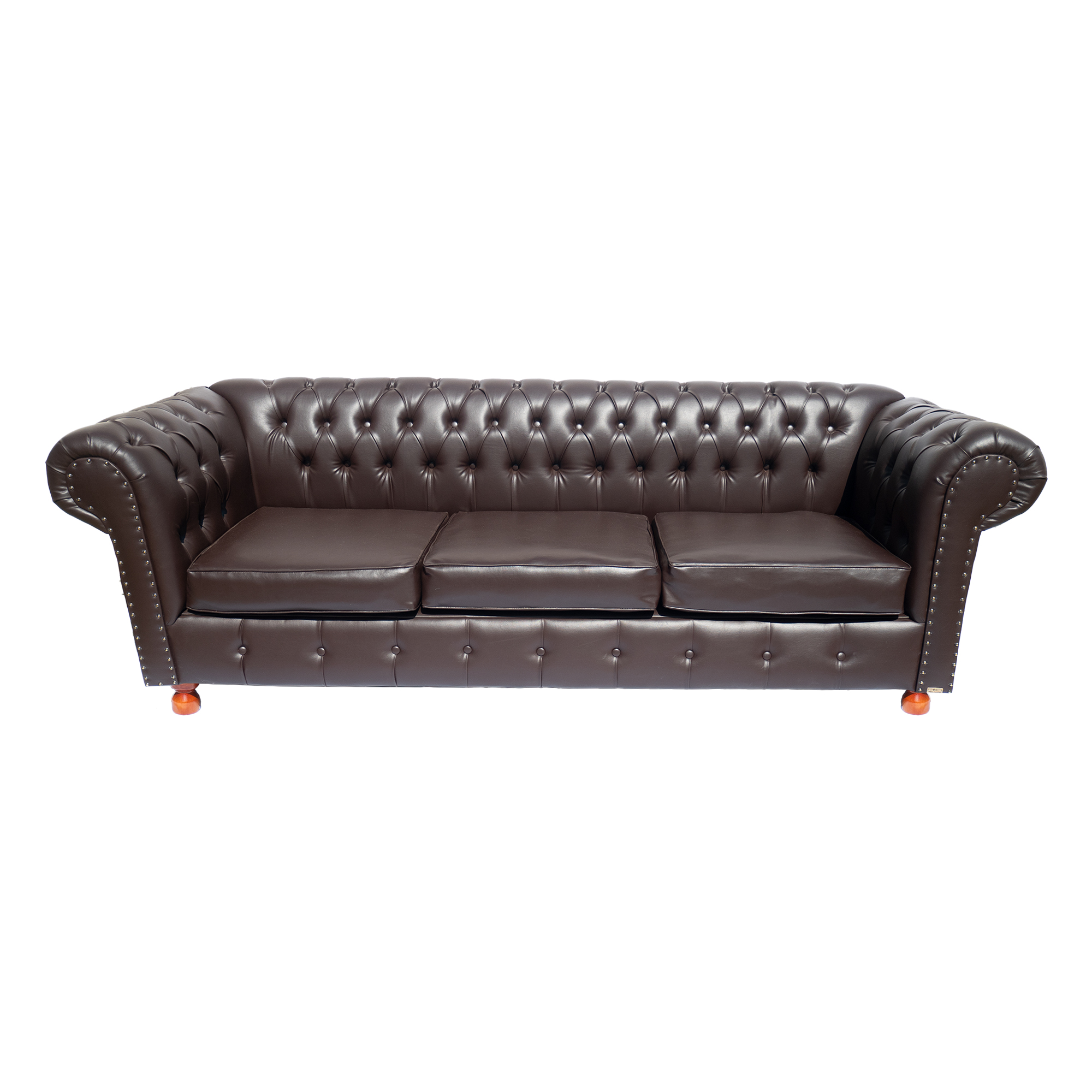 Sofá Chesterfield Capitone Luiz XV Corano Marrom Café 2M
