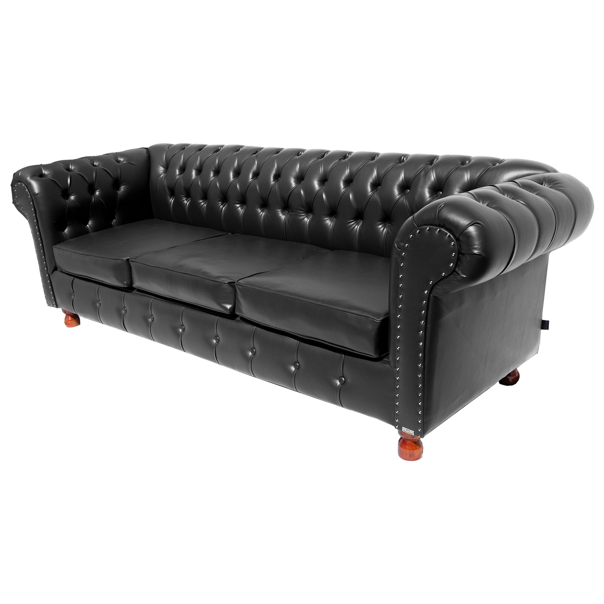 Sofá Chesterfield Capitone Luiz XV Suede Corano Preto 1,80 / Decoracao , sala tv estar