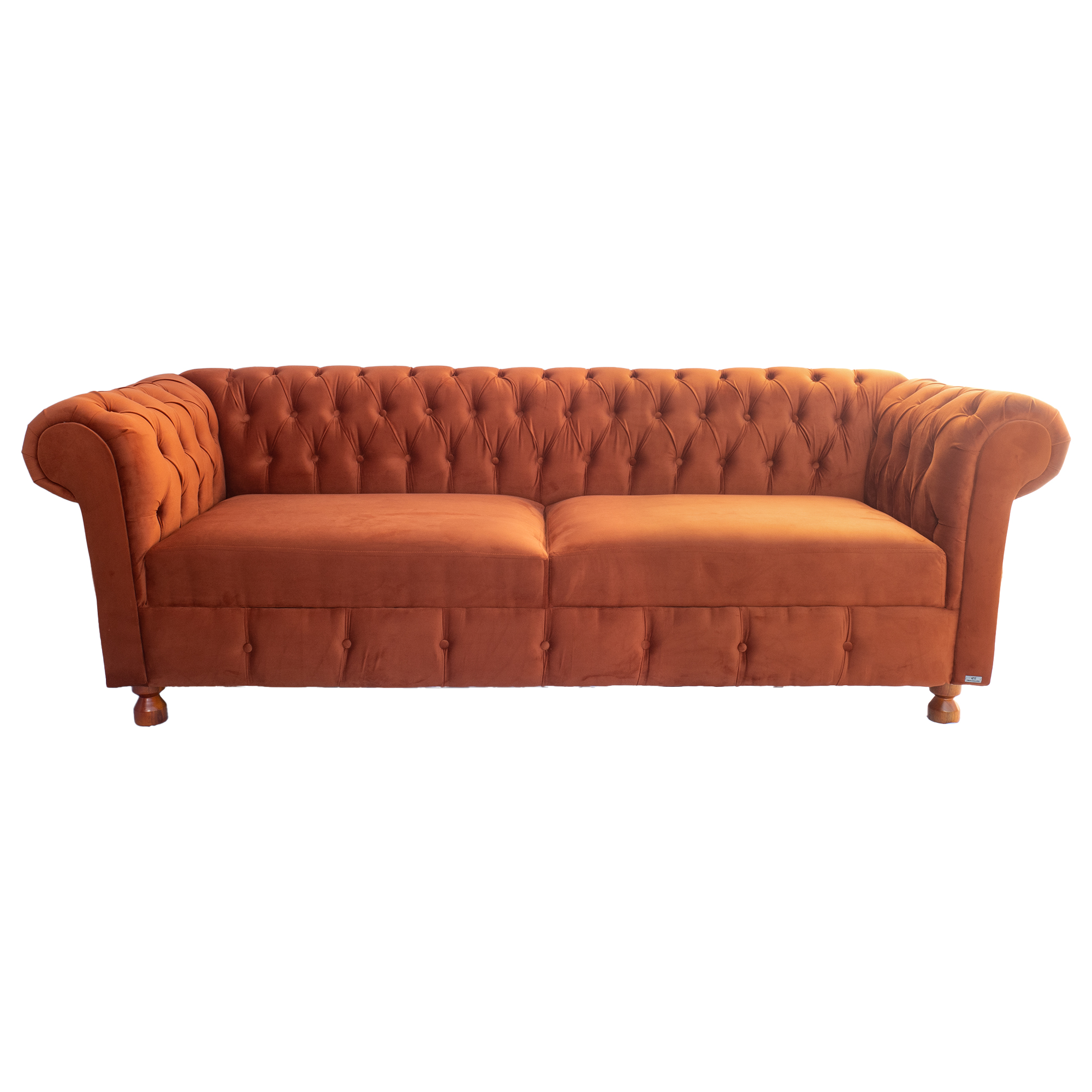 Sofá Chesterfield Capitone Luiz XV Suede Terracota 2,30