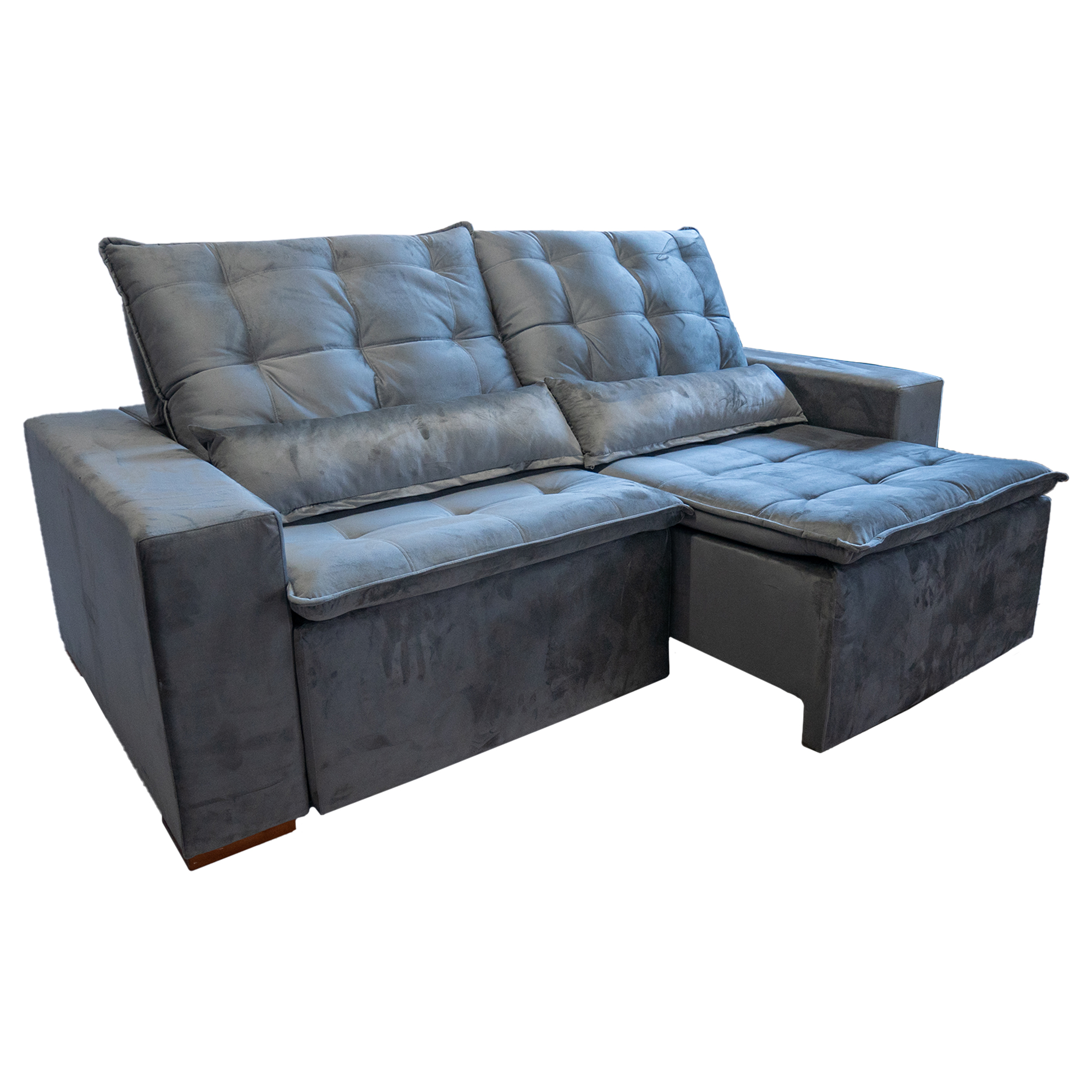 Sofá Retrátil/Reclinável 2,30 Suede Cinza Sala/Recepção