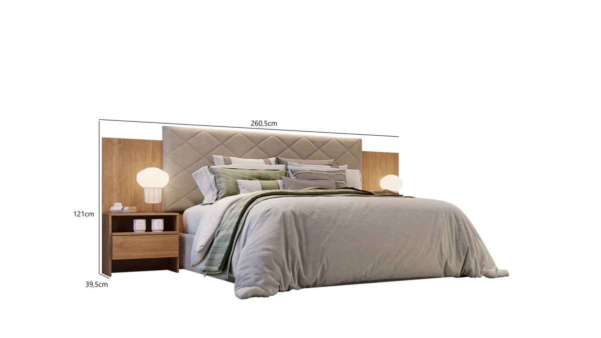 Cabeceira Box Casal Everest Plus Moveis Novo Horizonte Cumaru