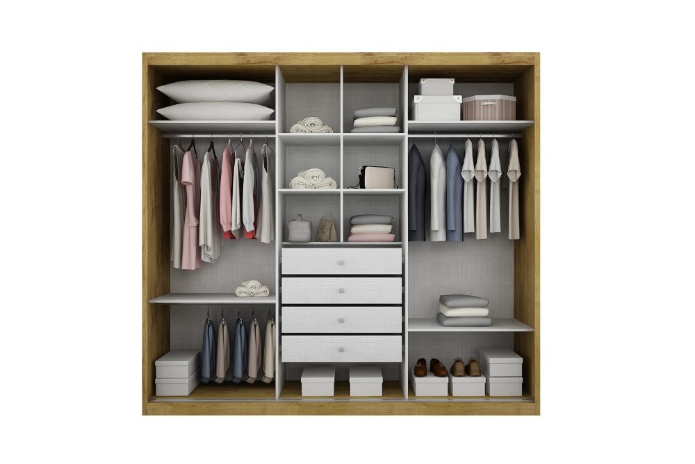 Guarda Roupa Casal com Espelho Paradizzo 3 PT 4 GV Branco - Novo Horizonte