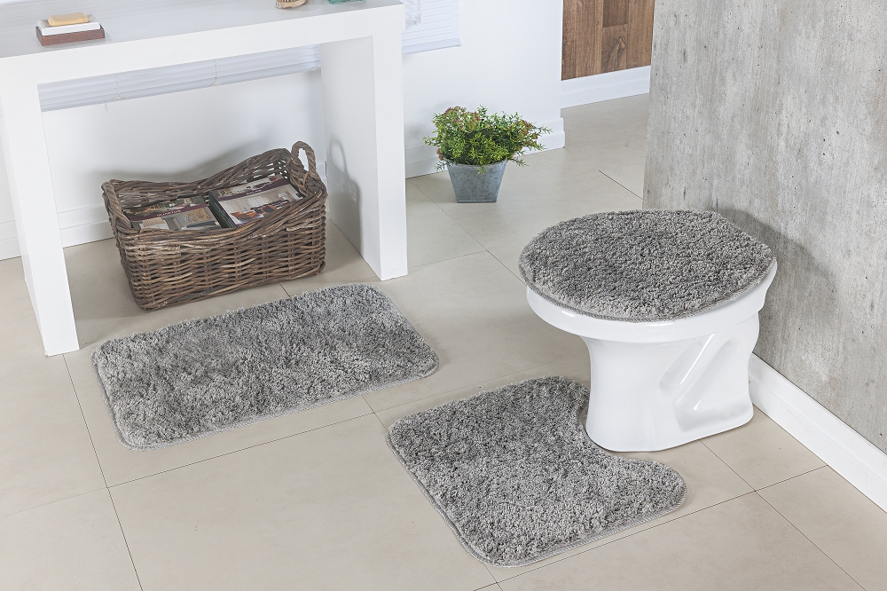 Kit Banheiro Classic Cinza 3 Peças - Oásis