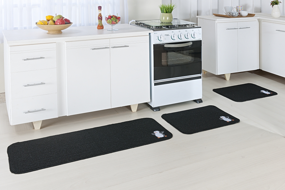 Kit Cozinha Patch Pinguim Preto 3 Peças - Oásis