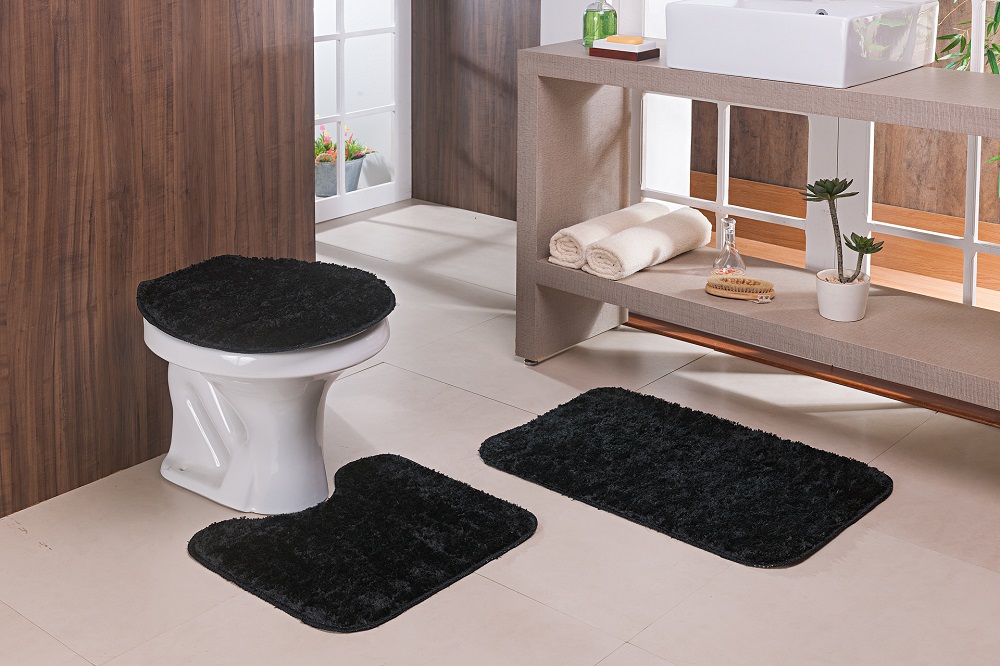 Kit Banheiro Classic Preto 3 Peças - Oásis