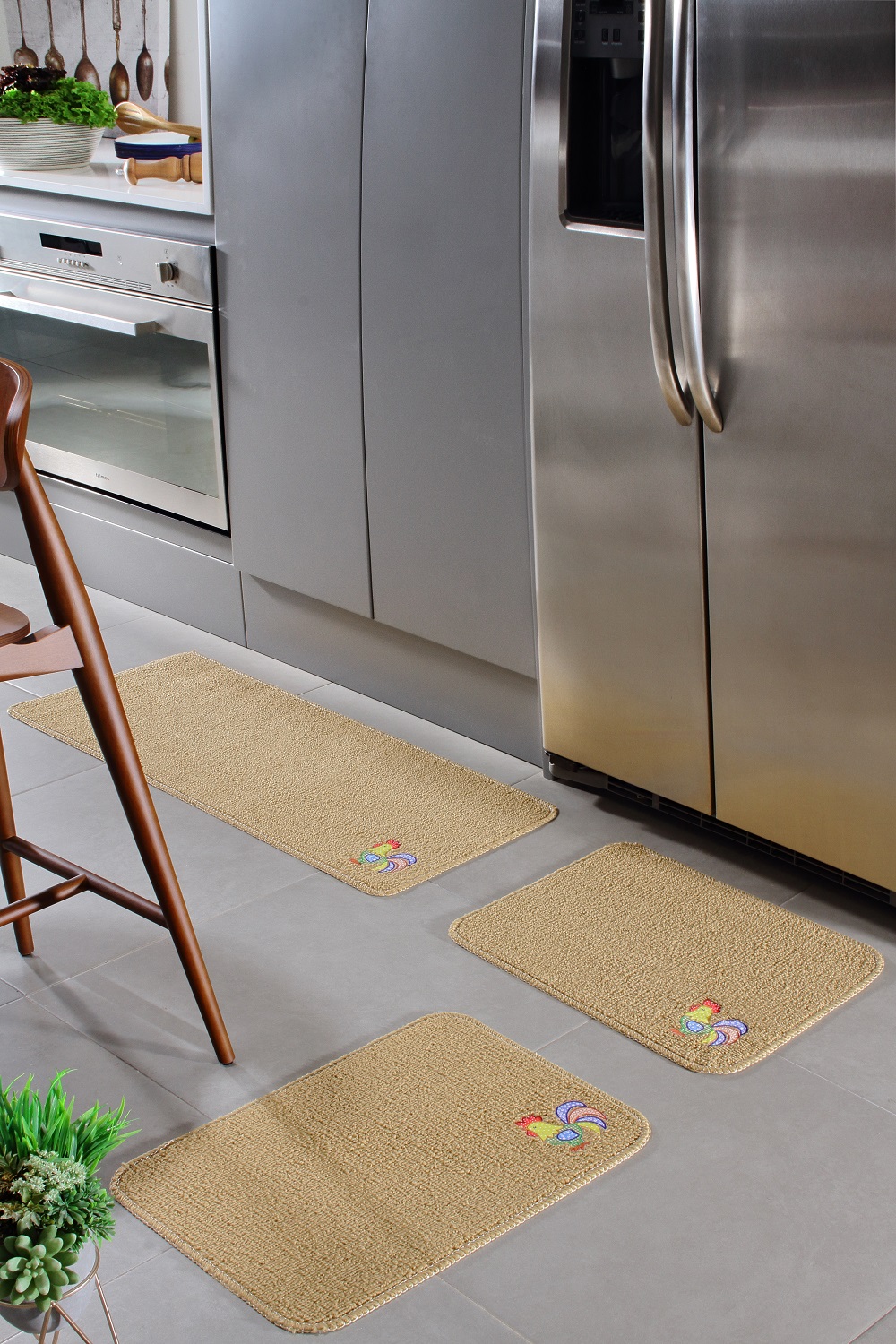 Kit Cozinha Patch Galo palha 3 Peças - Oásis