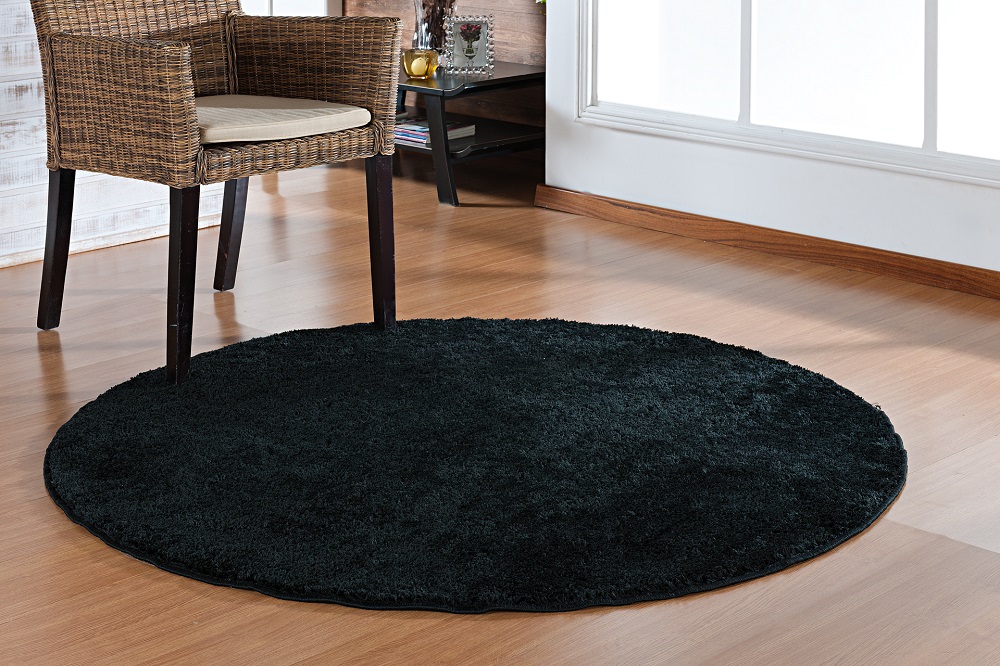 Tapete Para Sala e Quarto Classic Redondo Preto 1,50  1 Peça - Oásis