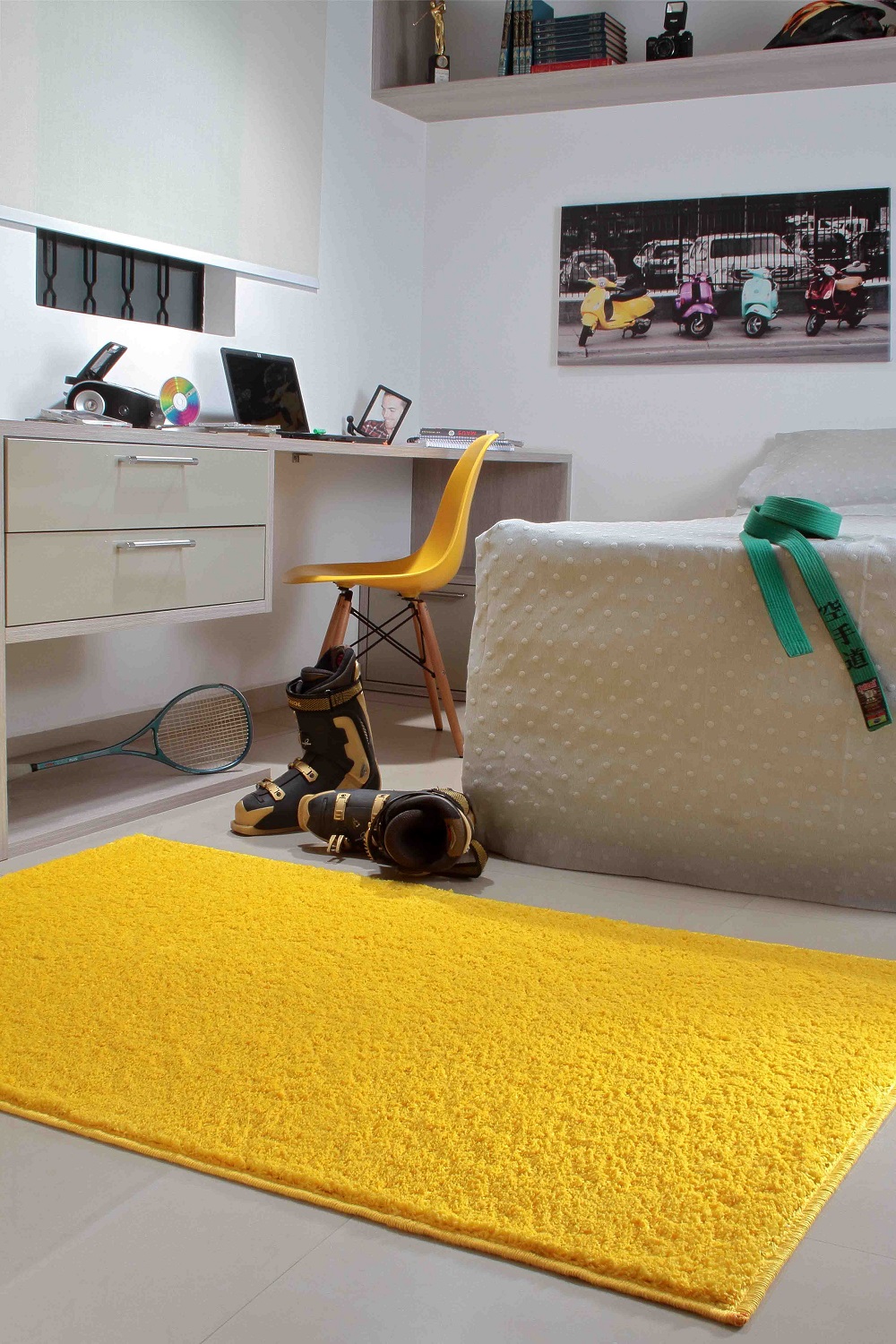 Tapete Para Sala e Quarto Classic Teen Amarelo 1,50m X 2,00m  1 Peça - Oásis