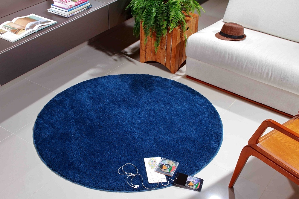Tapete Para Sala e Quarto Classic Teen Redondo Jeans 2,00m 1 Peça - Oásis