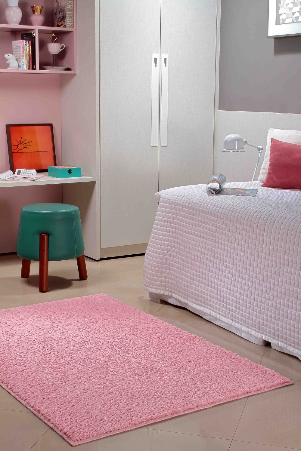 Tapete Para Sala e Quarto Classic Teen Rosa 1,00m X 1,50m  1 Peça - Oásis