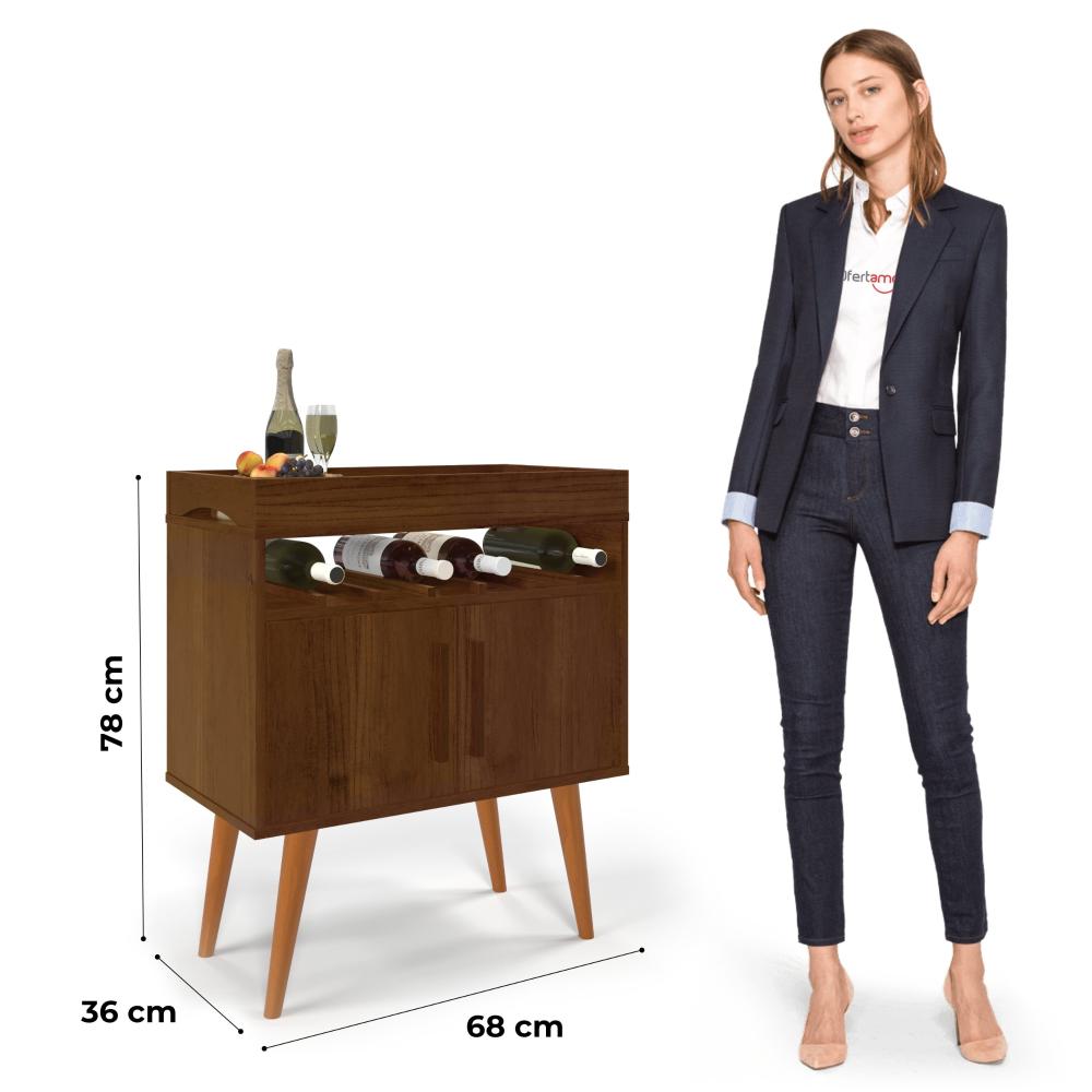 Aparador Café Drink Com Portas Pés Em Madeira Pinus Canela