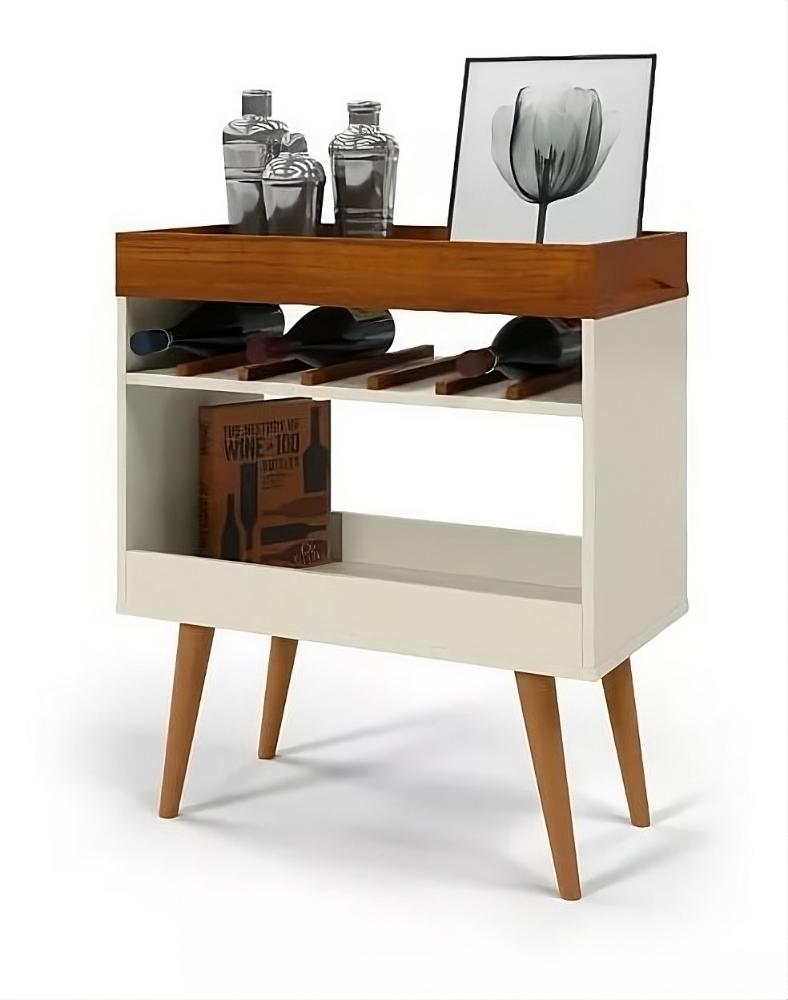 Aparador Café Drink Pés em Madeira Pinus Off White/Caramelo