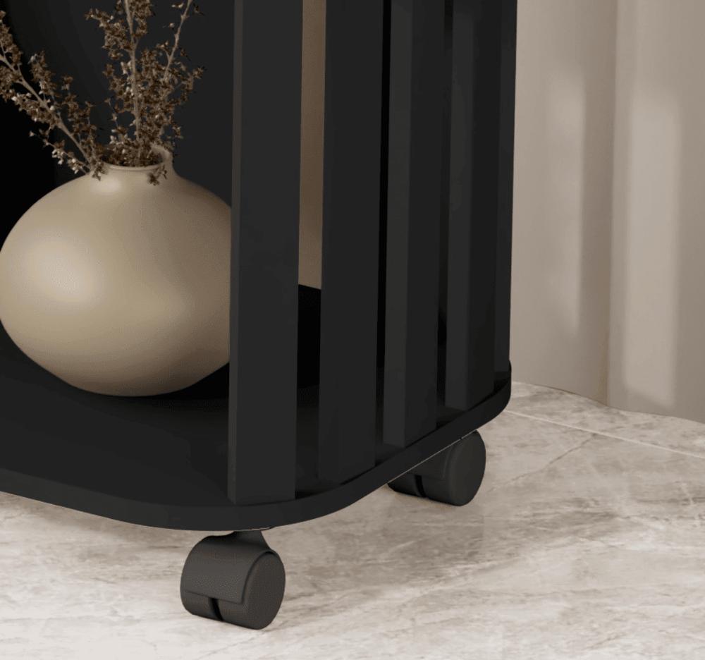 Aparador Luxo Prateleiras Com Adega Ripado 4110 Preto