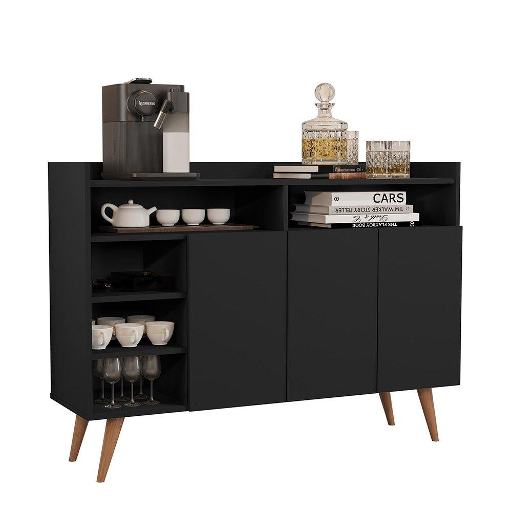 Buffet Aparador 3 Portas Nichos Retro Celta Giga Black
