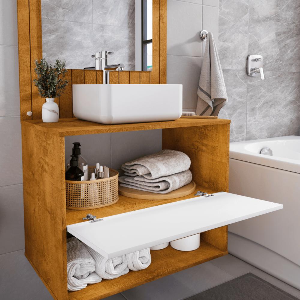 Conjunto Gabinete c/ Espelheira para Banheiro Zenit Naturalle/Branco