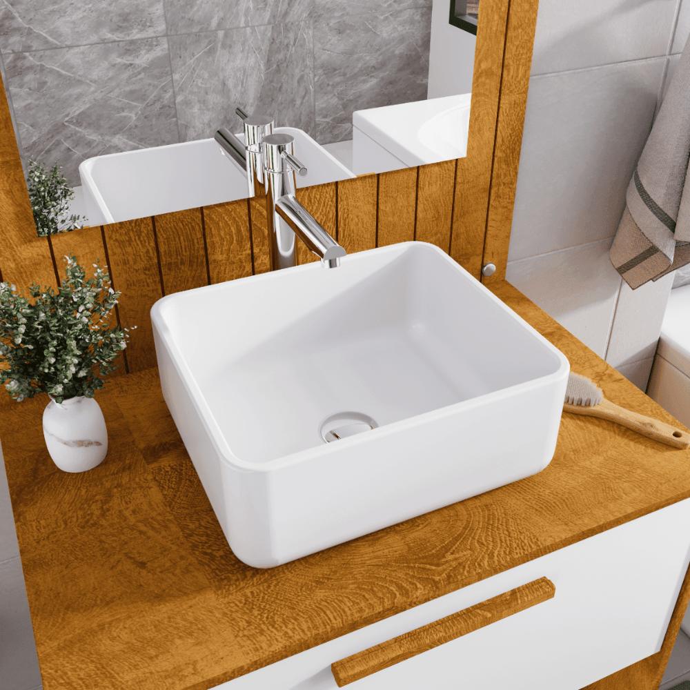 Conjunto Gabinete c/ Espelheira para Banheiro Zenit Naturalle/Branco