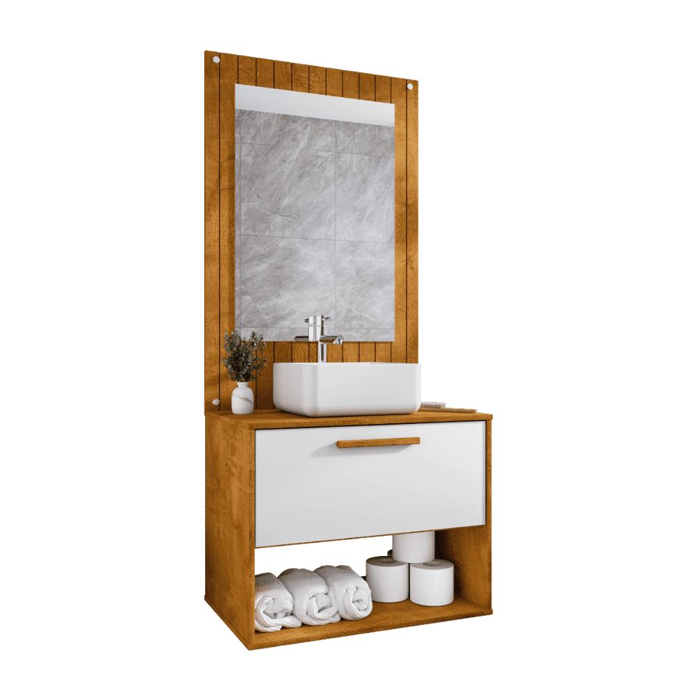 Conjunto Gabinete c/ Espelheira para Banheiro Zenit Naturalle/Branco