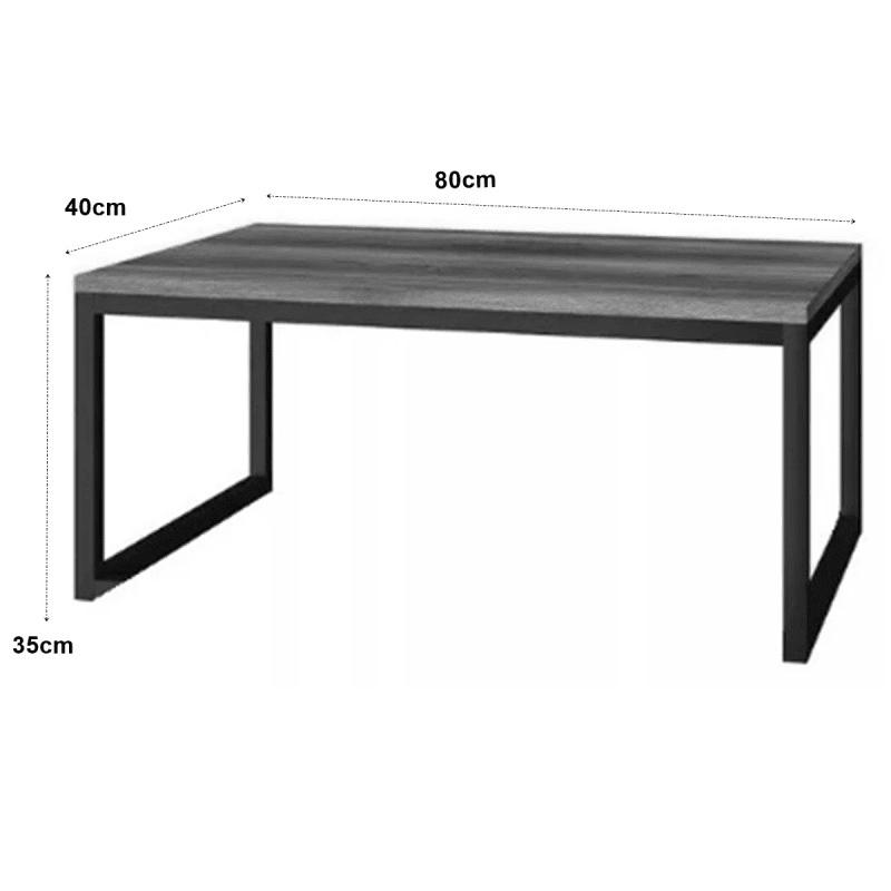 Mesa Centro Sala pés de ferro industrial 80x40 Tampo MDF Amadeirado Carmin