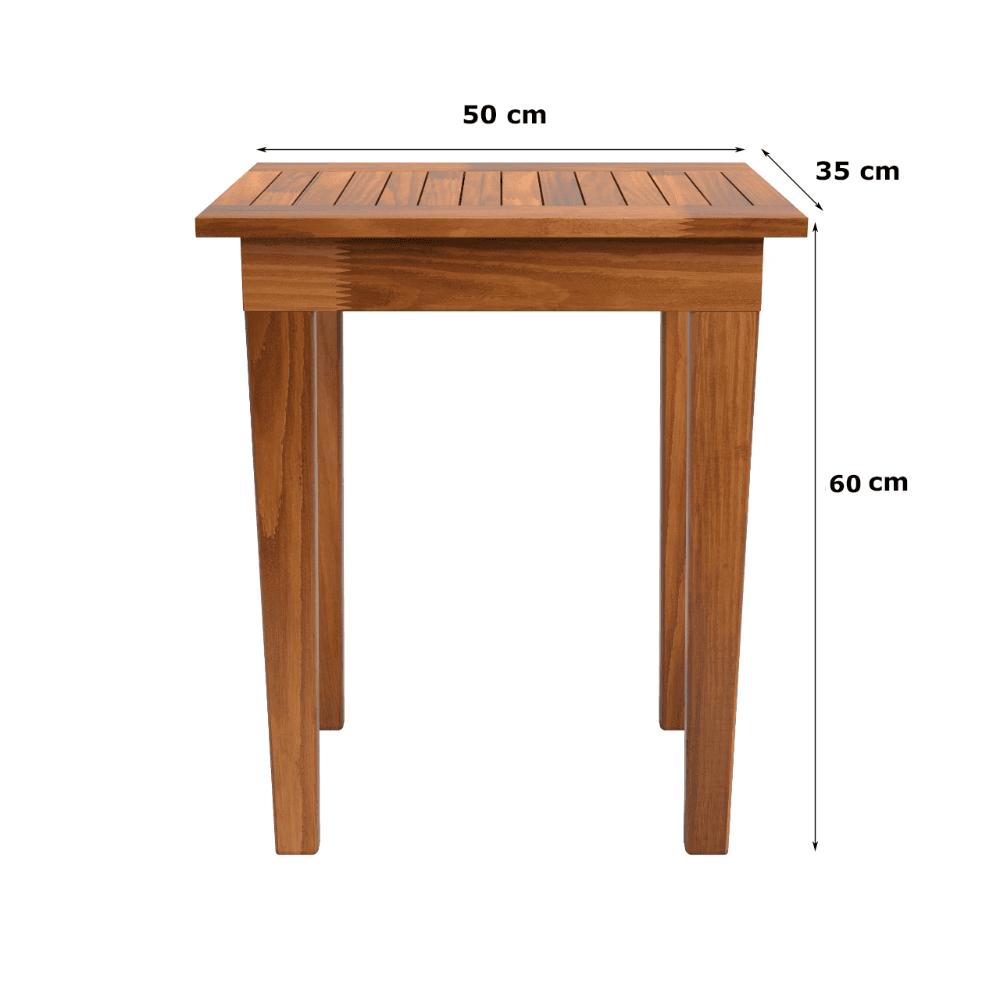 Mesa Lateral 50x35 Ripada Madeira Rustica Castanho