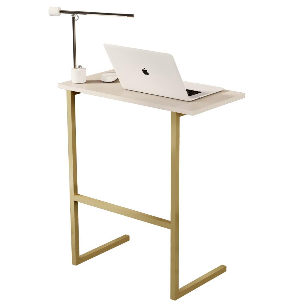 Mesa P/Notebook Thor MDP Pérola Pés Ferro Dourado