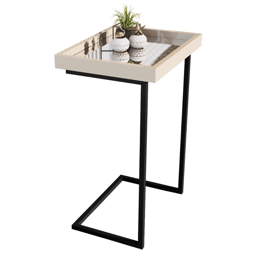 Mesa de Apoio Lateral Sala de estar 4774 Perola Pé de Ferro Preto